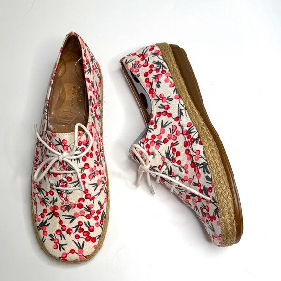 Aerosoles Womens Summer Sol Boat Shoe in Cherry Fruit Print Sneakers S-341 Sz 10 - Picture 1 of 10
